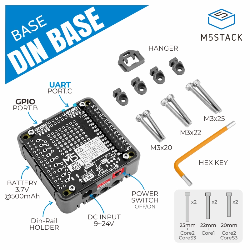 M5Stack Resmi Din Tabanı, 500m - M5Stack incelemesi ve fiyatı
